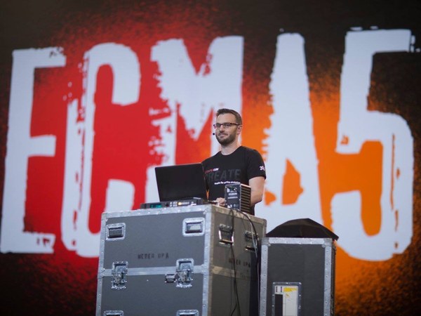 Jerry on stage at ECMA5 event